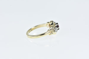 14K Ornate Garnet Diamond Accent Statement Ring Yellow Gold