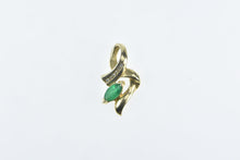 Load image into Gallery viewer, 14K Marquise Emerald Diamond Wavy Pendant Yellow Gold