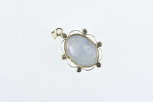 Load image into Gallery viewer, 14K Oval Jadeite Cabochon Amethyst Halo Pendant Yellow Gold