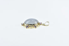 Load image into Gallery viewer, 14K Oval Jadeite Cabochon Amethyst Halo Pendant Yellow Gold