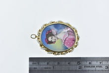 Load image into Gallery viewer, 14K Gamliel Painted Lady Oval Seed Pearl Pendant/Pin Yellow Gold