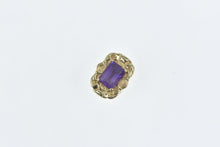 Load image into Gallery viewer, 14K Emerald Cut Amethyst Ornate Slide Bracelet Charm/Pendant Yellow Gold