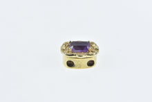 Load image into Gallery viewer, 14K Emerald Cut Amethyst Ornate Slide Bracelet Charm/Pendant Yellow Gold