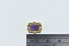 Load image into Gallery viewer, 14K Emerald Cut Amethyst Ornate Slide Bracelet Charm/Pendant Yellow Gold