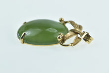 Load image into Gallery viewer, 14K Vintage Oval Nephrite Cabochon Ribbon Pendant Yellow Gold