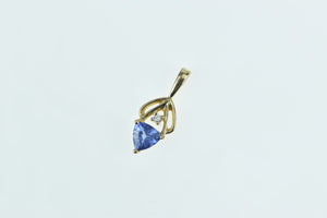 14K Trillion Tanzanite Diamond Accent Vintage Pendant Yellow Gold