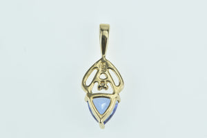 14K Trillion Tanzanite Diamond Accent Vintage Pendant Yellow Gold