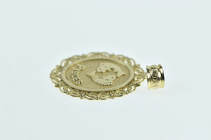 14K Pisces Astrology Zodiac Star Sign Fish Symbol Charm/Pendant Yellow Gold