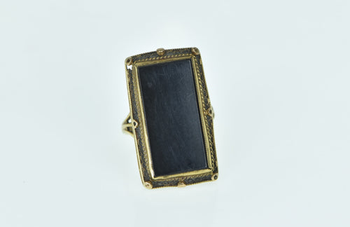 10K Art Deco Black Onyx Squared Vintage Ring Yellow Gold