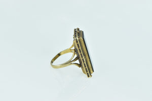 10K Art Deco Black Onyx Squared Vintage Ring Yellow Gold