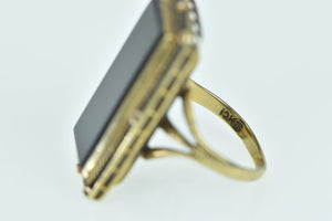 10K Art Deco Black Onyx Squared Vintage Ring Yellow Gold