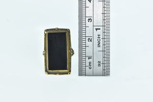 10K Art Deco Black Onyx Squared Vintage Ring Yellow Gold