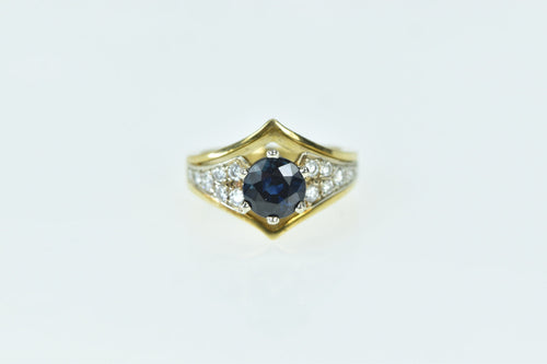 18K 1.69 Ctw Sapphire Diamond Chevron Ring Yellow Gold