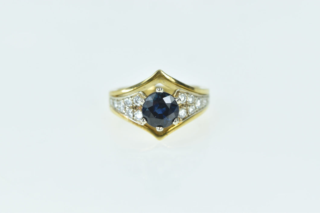 18K 1.69 Ctw Sapphire Diamond Chevron Ring Yellow Gold