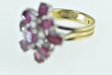 Load image into Gallery viewer, 14K Oval Ruby Diamond Ornate Cluster Cocktail Ring Yellow Gold