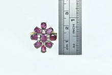 Load image into Gallery viewer, 14K Oval Ruby Diamond Ornate Cluster Cocktail Ring Yellow Gold