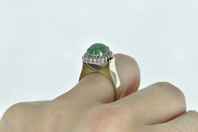 Load image into Gallery viewer, 14K Oval Nephrite Diamond Halo Statement Ring Yellow Gold