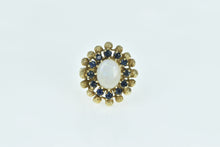 Load image into Gallery viewer, 14K Oval Opal Sapphire Halo Vintage Cocktail Ring Yellow Gold