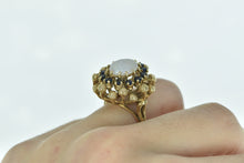 Load image into Gallery viewer, 14K Oval Opal Sapphire Halo Vintage Cocktail Ring Yellow Gold