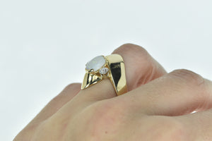 14K Natural Opal 0.35 Ctw VS OMC Diamond Wave Ring Yellow Gold