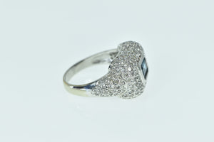 14K 1.75 Ctw Aquamarine Pave Diamond Statement Ring White Gold