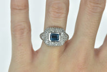 Load image into Gallery viewer, 14K 1.75 Ctw Aquamarine Pave Diamond Statement Ring White Gold