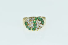 Load image into Gallery viewer, 14K 1.05 Ctw Diamond Emerald Cluster Vintage Ring Yellow Gold