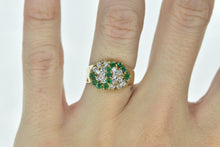 Load image into Gallery viewer, 14K 1.05 Ctw Diamond Emerald Cluster Vintage Ring Yellow Gold