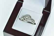 Load image into Gallery viewer, 14K 1.00 Ctw Diamond Halo Swirl Engagement Ring White Gold