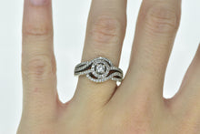 Load image into Gallery viewer, 14K 1.00 Ctw Diamond Halo Swirl Engagement Ring White Gold