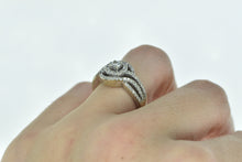 Load image into Gallery viewer, 14K 1.00 Ctw Diamond Halo Swirl Engagement Ring White Gold