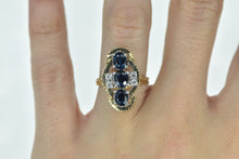 Load image into Gallery viewer, 14K 2.20 Ctw Oval Sapphire Diamond Statement Ring Yellow Gold
