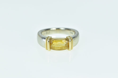 14K 18k Accent Citrine Inset Vintage Two Tone Ring White Gold