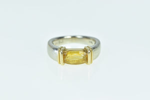 14K 18k Accent Citrine Inset Vintage Two Tone Ring White Gold
