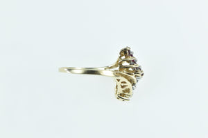 10K Ruby Diamond Vintage Zig Zag Cluster Ring Yellow Gold