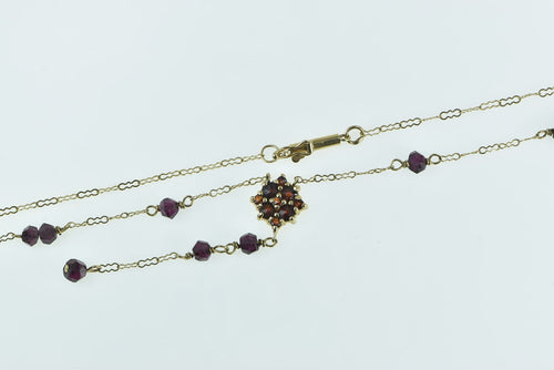 10K Rubellite Garnet Beaded Vintage Chain Necklace 18.5