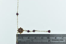 Load image into Gallery viewer, 10K Rubellite Garnet Beaded Vintage Chain Necklace 18.5&quot; Yellow Gold