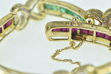 Load image into Gallery viewer, 14K Diamond Ruby Sapphire Emerald Bar Bracelet 6.75&quot; Yellow Gold