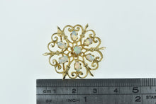 Load image into Gallery viewer, 14K Ornate Opal Filigree Scroll Round Statement Pendant/Pin Yellow Gold