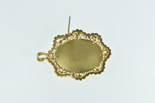 Load image into Gallery viewer, 18K Painted Lady Gem Haired Ornate Filigree Pin/Brooch Yellow Gold