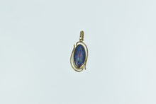 Load image into Gallery viewer, 14K Black Opal Triplet Vintage Oval Statement Pendant Yellow Gold