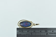 Load image into Gallery viewer, 14K Black Opal Triplet Vintage Oval Statement Pendant Yellow Gold