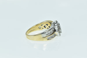 14K Square Cluster Diamond Baguette Vintage Ring Yellow Gold