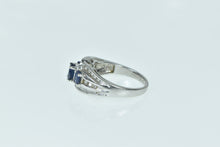 Load image into Gallery viewer, 14K Oval Natural Sapphire Diamond Bypass Ring White Gold