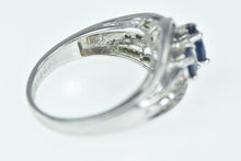 Load image into Gallery viewer, 14K Oval Natural Sapphire Diamond Bypass Ring White Gold
