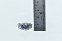 Load image into Gallery viewer, 14K Oval Natural Sapphire Diamond Bypass Ring White Gold
