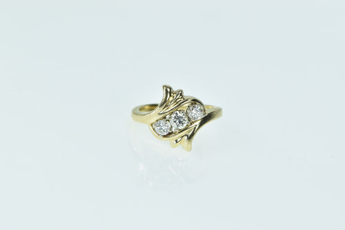 14K 0.37 Ctw Diamond Three Stone Bypass Ring Yellow Gold