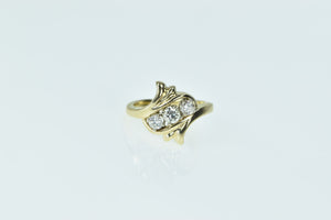 14K 0.37 Ctw Diamond Three Stone Bypass Ring Yellow Gold