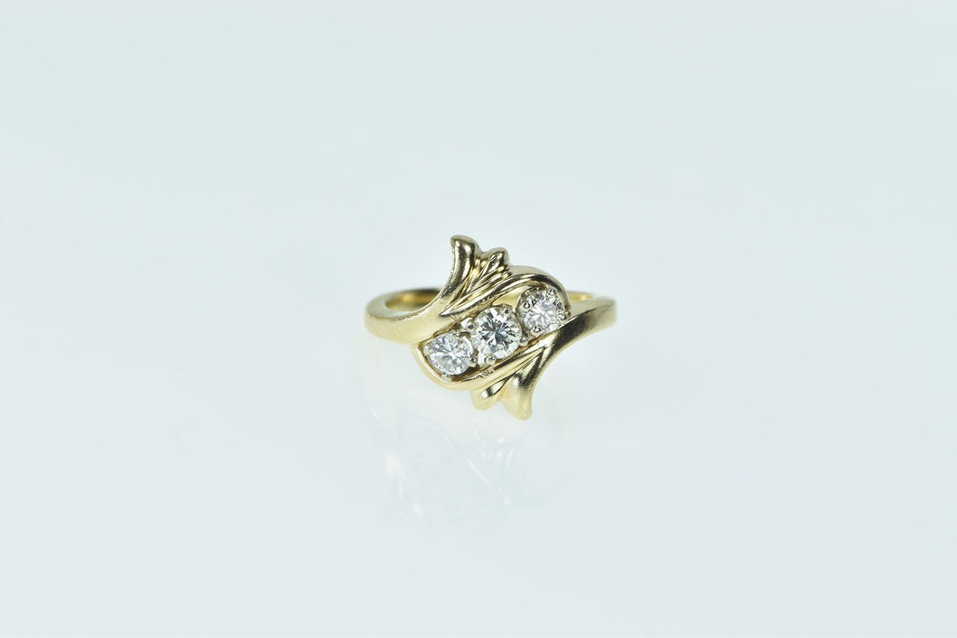 14K 0.37 Ctw Diamond Three Stone Bypass Ring Yellow Gold