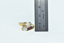 Load image into Gallery viewer, 14K Ruby Opal Diamond Wavy Bypass Statement Ring Yellow Gold